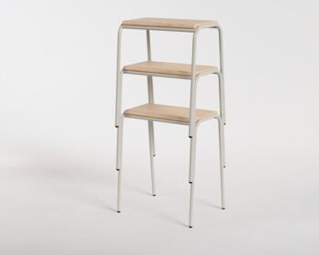 Tabouret bas empilable en chêne massif / vert mousse / tabouret de cuisine 8