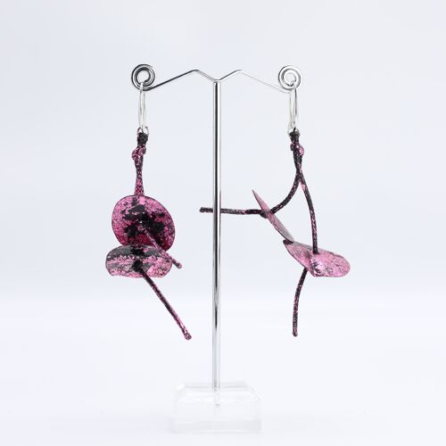 Aqua Water Lily earrings - Hand gilded Pink/Black