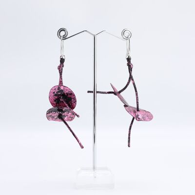 Pendientes Aqua Water Lily - Dorado a mano Rosa/Negro