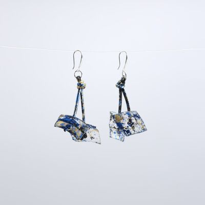 Aqua Coral earrings - Hand gilded Gold and Blue