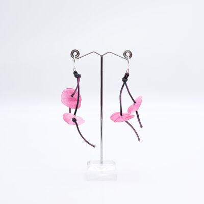 Aqua Water Lily earrings - Hand painted Pink