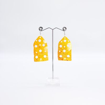 Aqua Big Lotus Roots style 2 earrings - Hand painted Yellow Graffiti