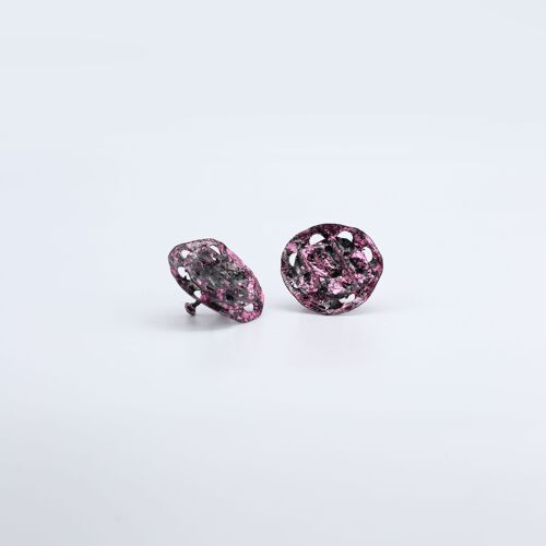Clip on Lotus Root Earrings - Hand gilded Pink/Black