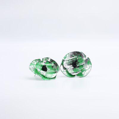 Orecchini Aqua Poppy - Verde e argento dorati a mano