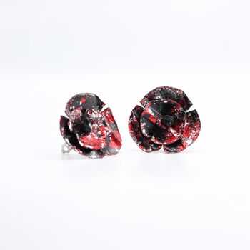 Boucles d'oreilles Aqua Poppy - Dorées à la main Rouge, Noir et Argent