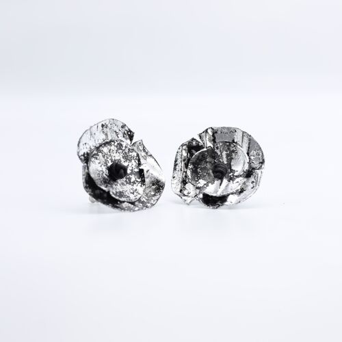 Aqua Poppy Earrings - Hand gilded Silver and Black