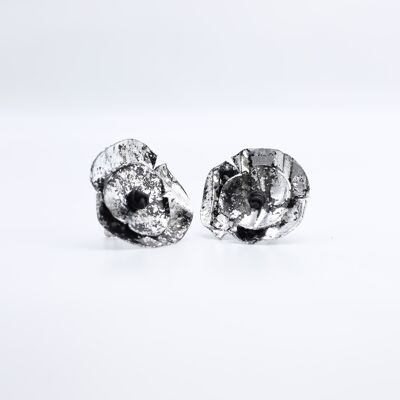 Aqua Poppy Earrings - Hand gilded Silver and Black