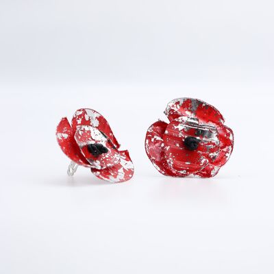 Pendientes Aqua Poppy - Dorado a mano Rojo/Plata