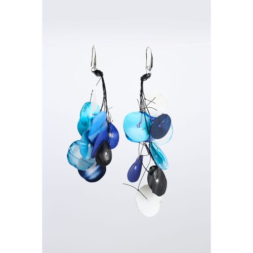 Hanging Flower Upcycled Earrings - Blues