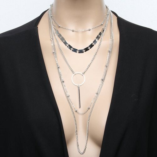 Layered necklace with hoop