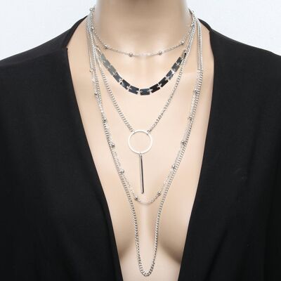 Layered necklace with hoop