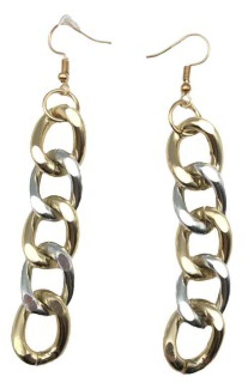 Gold and Silver Mixed Metals Chain Link Earrings