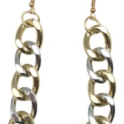 Gold and Silver Mixed Metals Chain Link Earrings