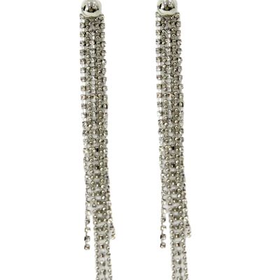 BALL STUD DIAMANTE TASSEL EARRINGS