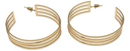 Gold Metal Lined Hoop Earrings