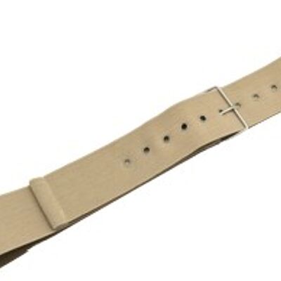 Cream Stretch Fabric Belt with Metal Buckle and Eyelet Detail