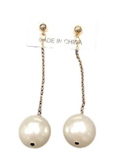 Pearl Ball Gold  Chain Drop Earrings
