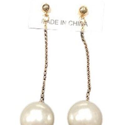 Pearl Ball Gold  Chain Drop Earrings