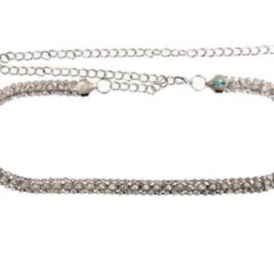 Silver Diamante Squares Chain Belt