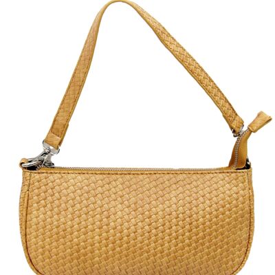 Tan Woven PU Shoulder Bag