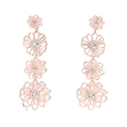 Rose Gold Flower diamante earrings
