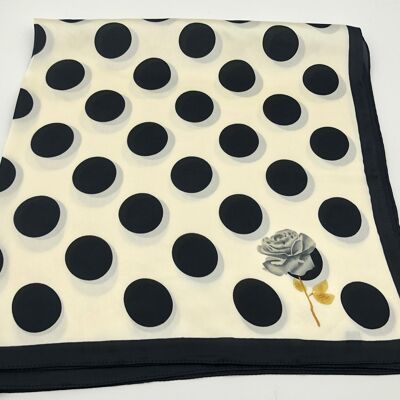 Large Polka Dot Polysatin Square Scarf - BLACK