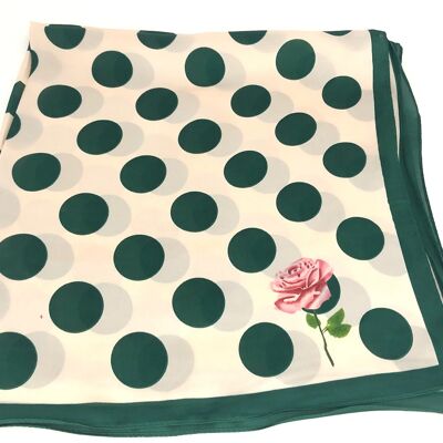 Large Polka Dot Polysatin Square Scarf - EMERALD