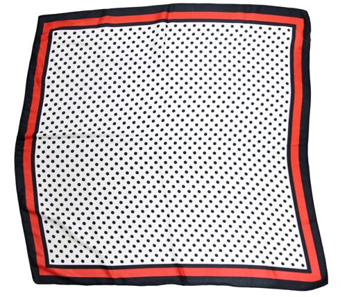 Polka Dot Polysatin Square Scarf - RED/BLACK