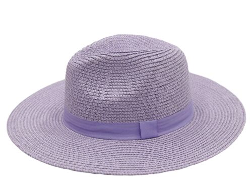 Lilac Straw Fedora with Tonal Poly Band