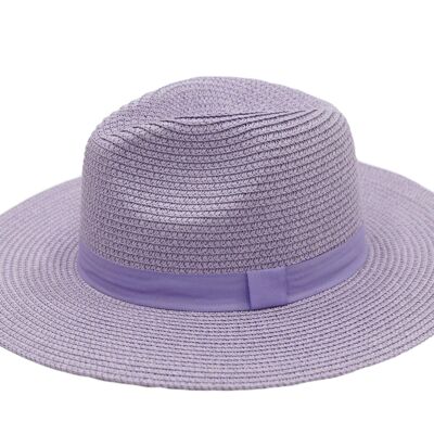 Lilac Straw Fedora with Tonal Poly Band