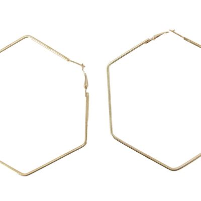 Gold Hexagon Metal Earrings