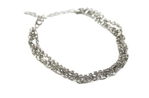 Silver Diamante Chain Layered Anklet