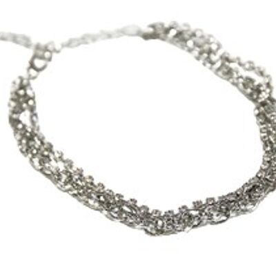 Silver Diamante Chain Layered Anklet