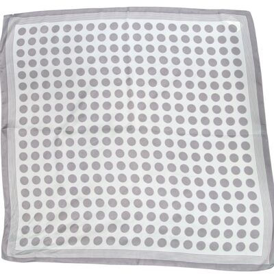 Grey Polka Dot Print Satin Square Scarf