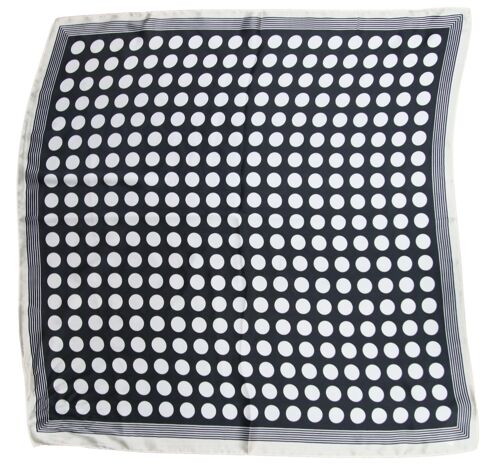 Black Polka Dot Print Satin Square Scarf