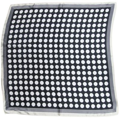 Black Polka Dot Print Satin Square Scarf