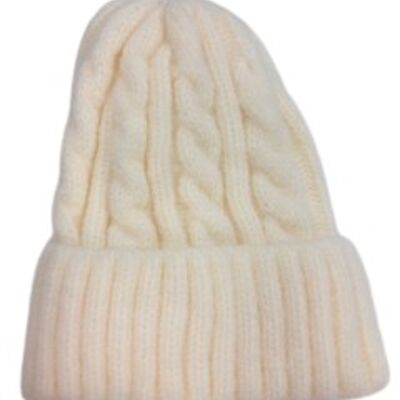 Cream Cable Knit Beanie