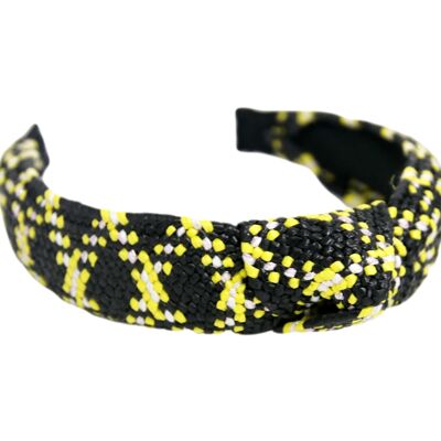 Black Yellow Knot Headband with colour contrast pattern