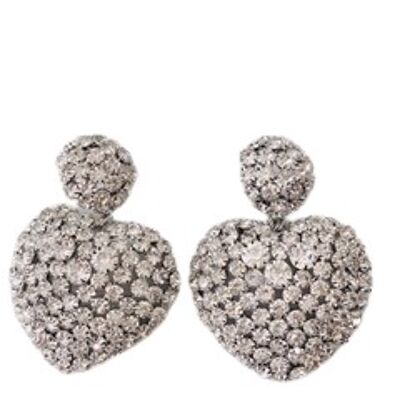 Silver Diamante Heart Earrings