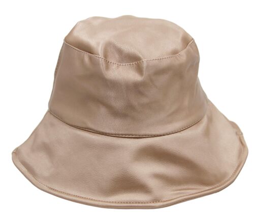 Pink Pu Soft Leather Bucket Hat