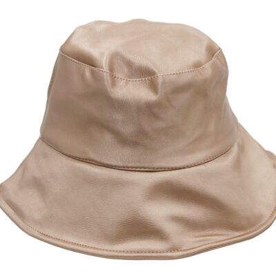 Pink Pu Soft Leather Bucket Hat