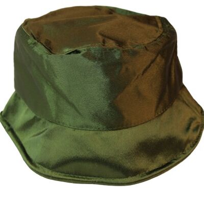 Khaki Plain Satin Bucket Hat