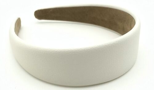 White Wide Faux Leather Headband