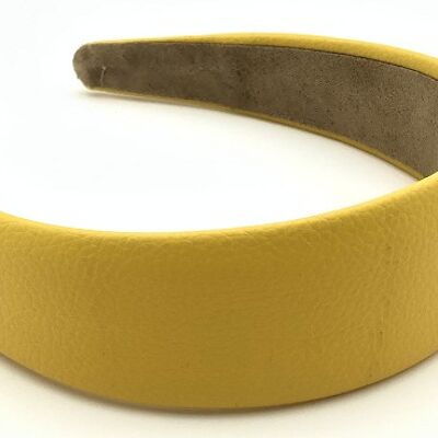 Yellow Wide Faux Leather Headband