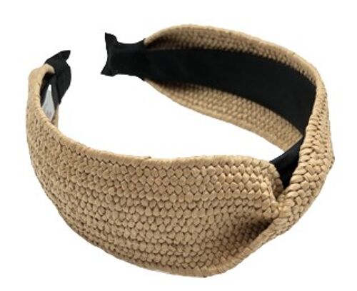 Beige Straw Twist Headband