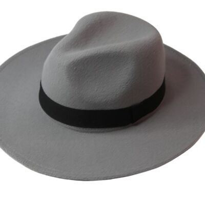 Grey Fedora Felt Hat With Poly Band