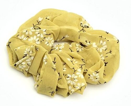 Yellow Floral Scrunchie