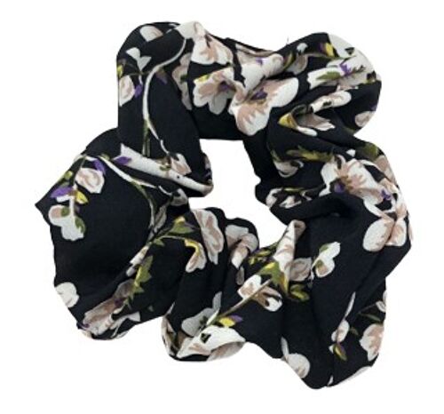 Black Floral Scrunchie