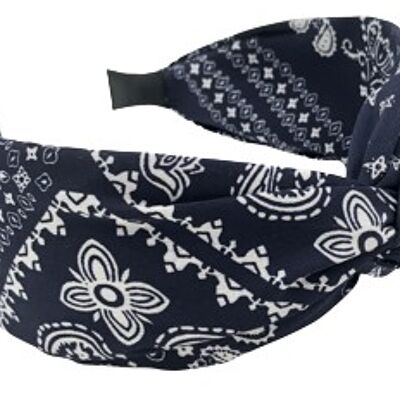 Navy Paisley Twist Headband