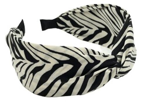 White Zebra Print Twist Headband